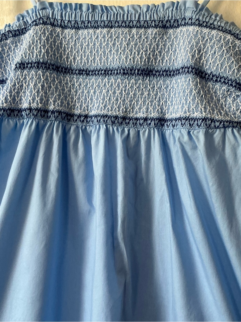 Charlotte by Cato Blue Smocked Cotton Midi Dress XL Cottagecore Sun Dress - Picture 4 of 11